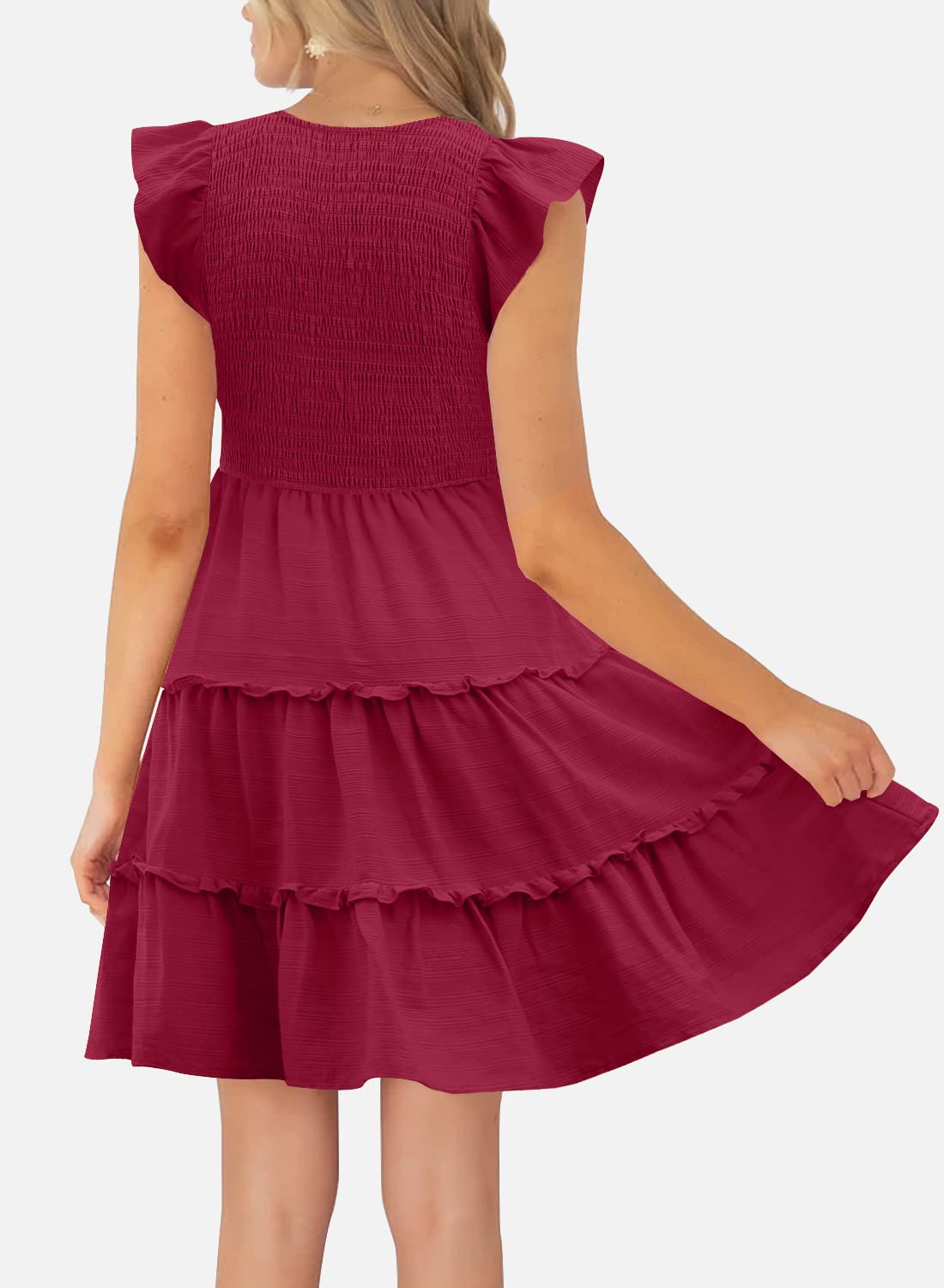 MIHOLL Women's Casual Summer Ruffle Babydoll Loose Mini Dress