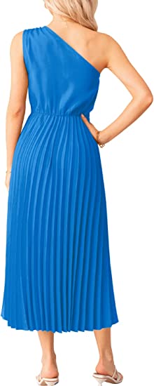 Women's Summer Straps One Shoulder Pleated High Waist Casual Wide