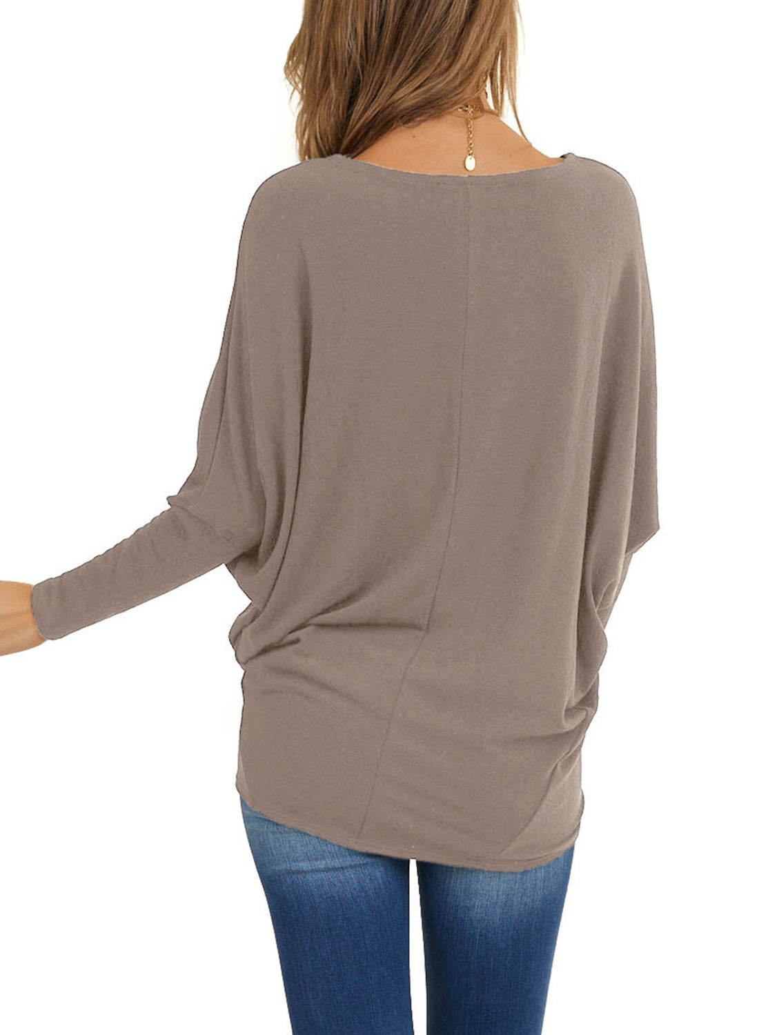 MIHOLL Womens Long Sleeve Batwing Casual Loose Dolman T-Shirt Blouse Tops