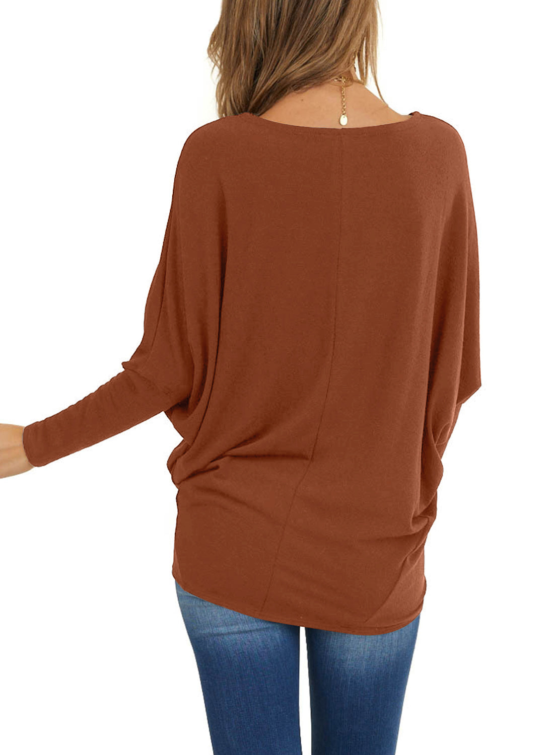 MIHOLL Womens Long Sleeve Batwing Casual Loose Dolman T-Shirt Blouse Tops