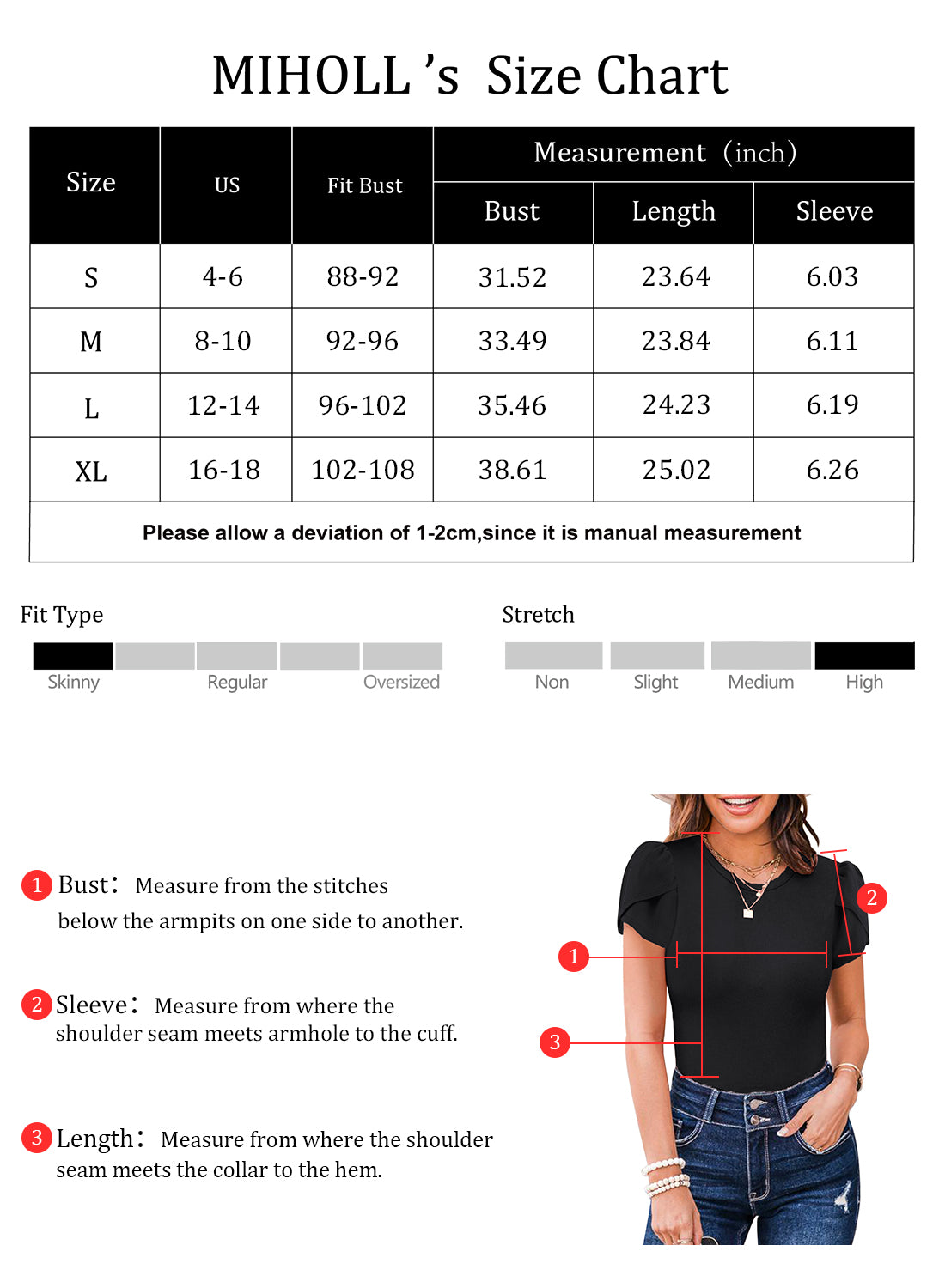 MIHOLL Women's Short Sleeve Shirt Round Neck Summer Casual Blouses Top