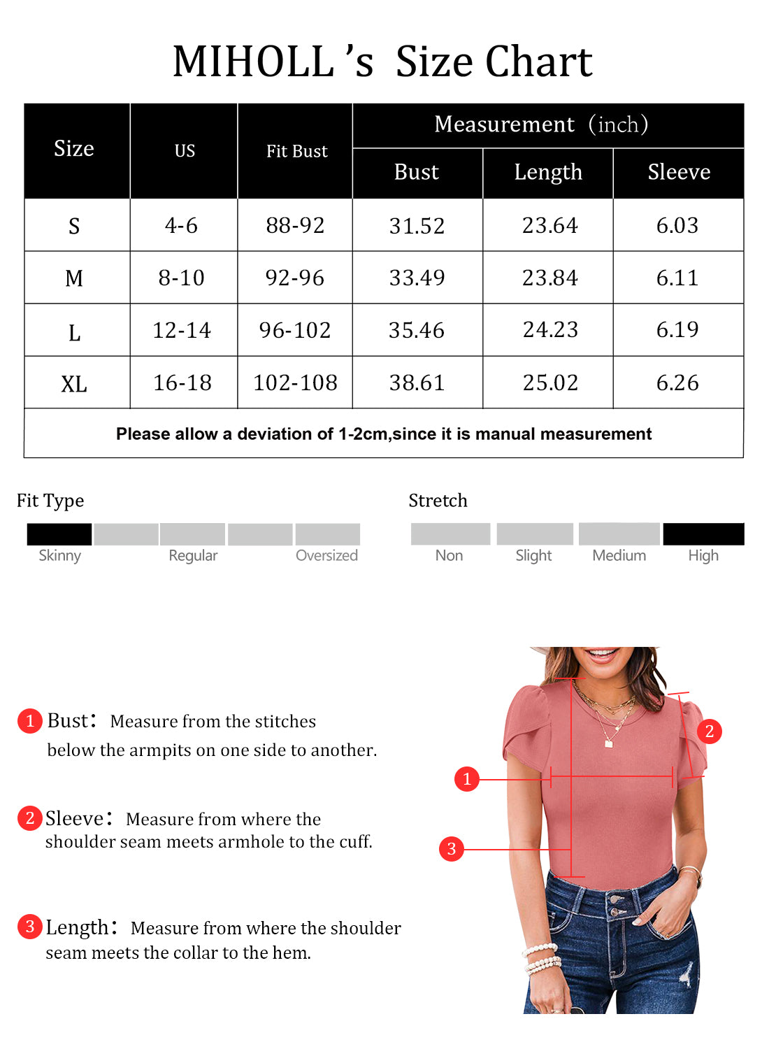 MIHOLL Women's Short Sleeve Shirt Round Neck Summer Casual Blouses Top